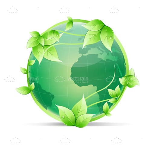 Green Globe Surrounded by Vines and Leaves